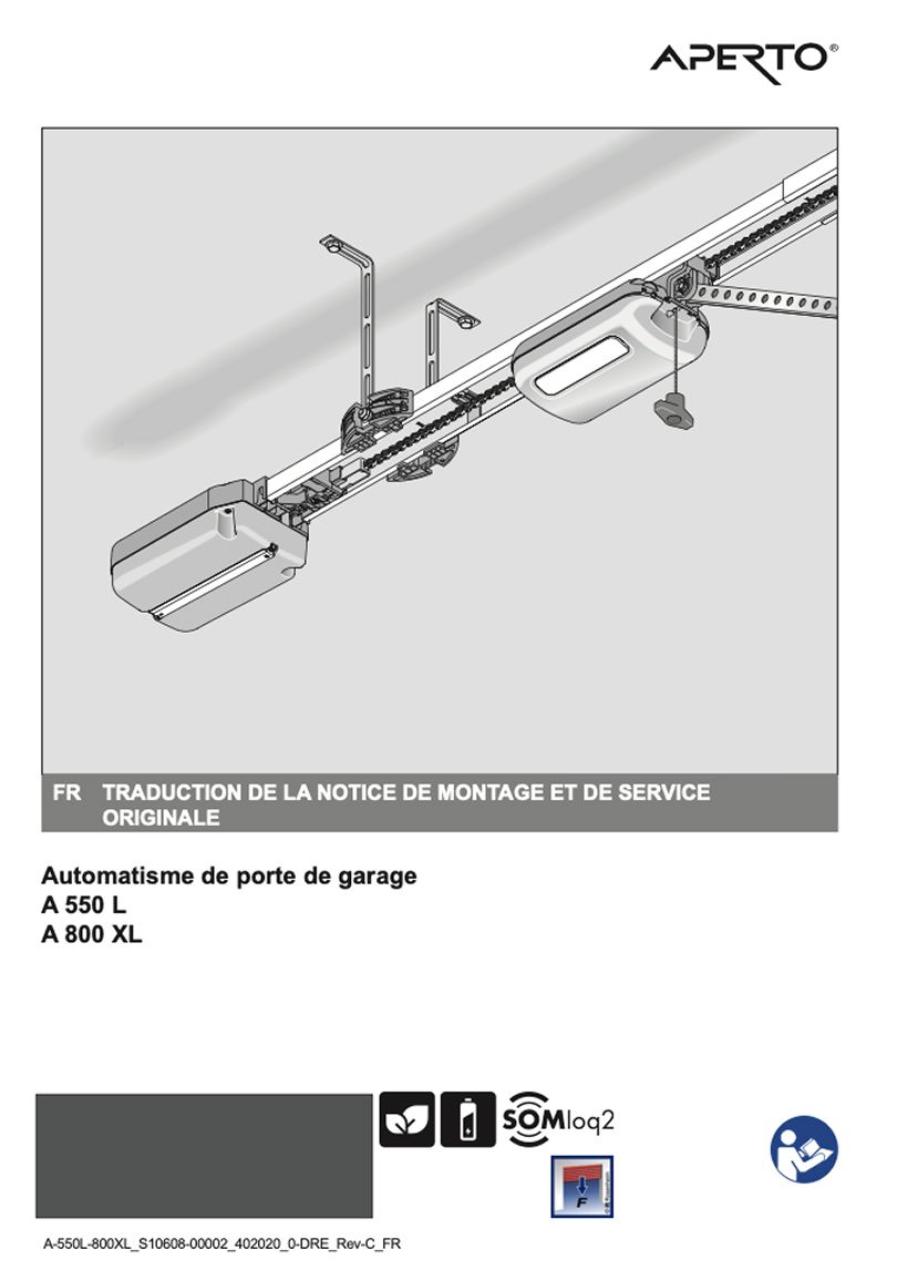 notice montage automatisme porte de garage aperto